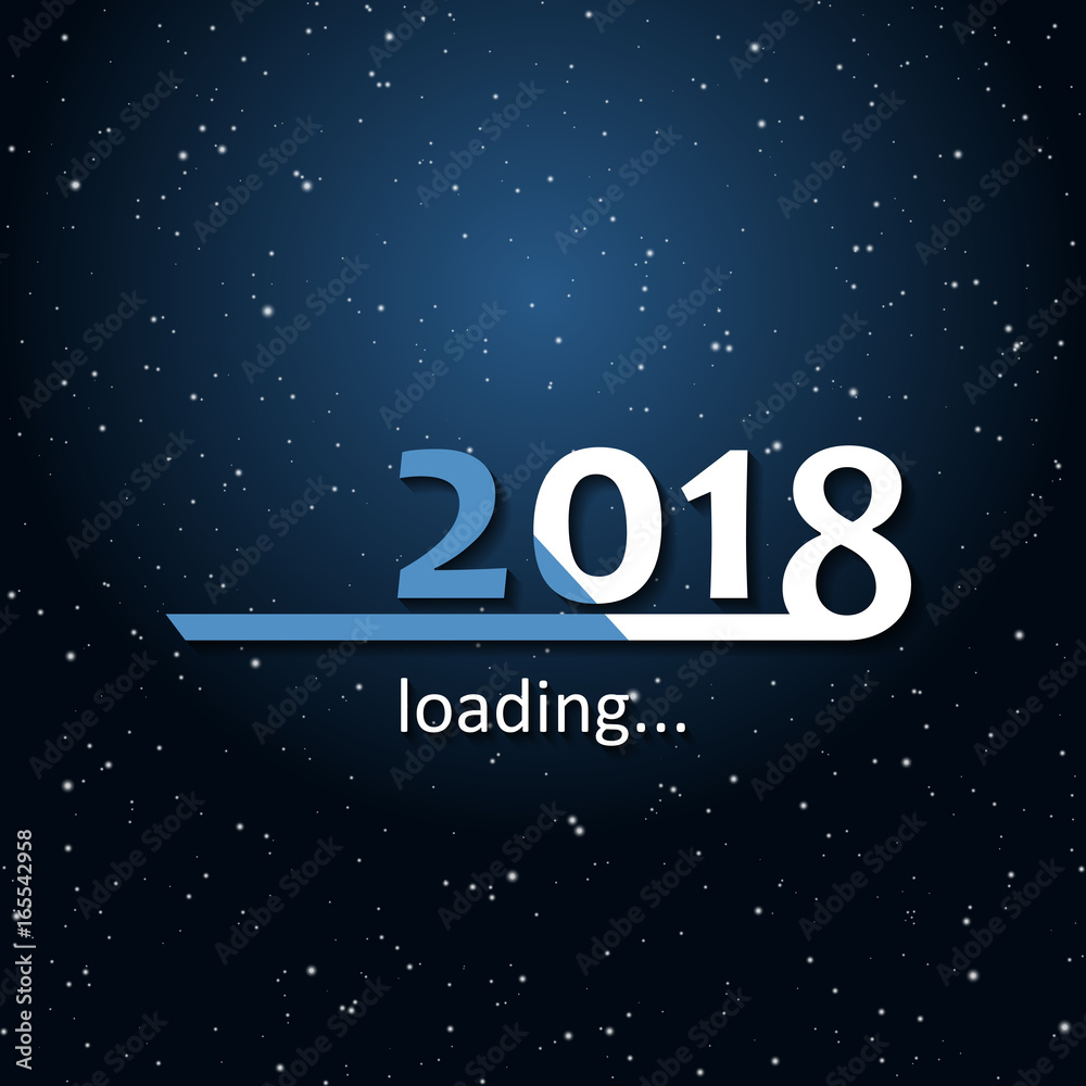 Loading 2018 inscription bar with stars in the space - flat design template