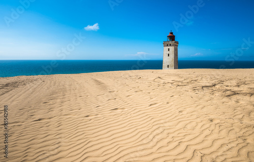 Abandoned Rubjerg Knude Lighthouse and sand dunes, North Sea coast, Denmark