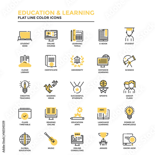 Flat Line Icons- Education and Learning