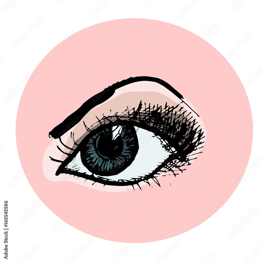Fashion vector illustration. Eyes with make up. Hand drawn sketch. Fashion vector illustration. Eyes with make up. Hand drawn sketch.