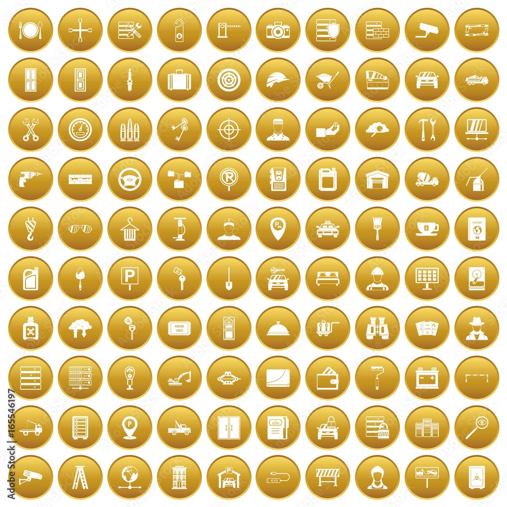 100 keys icons set gold 100 keys icons set gold