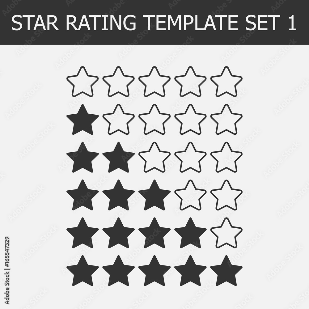 Fototapeta premium Vector star rating assessment. Black and white illustration. Template for web design.