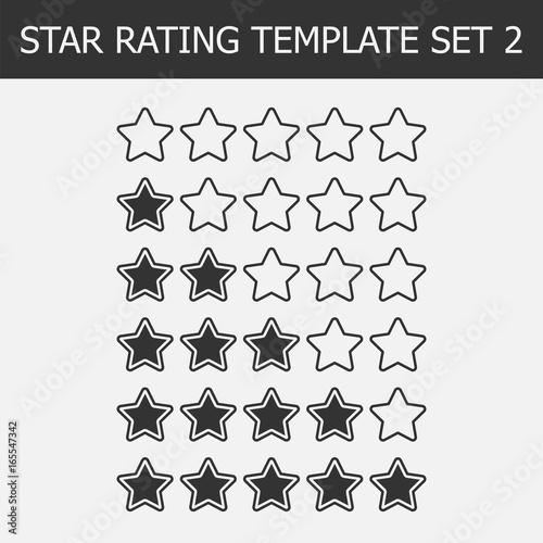 Vector star rating assessment. Black and white illustration. Template for web design.