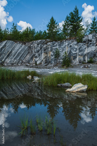 Famous beautiful marble quarry Ruskeala, Karelia, Russia photo