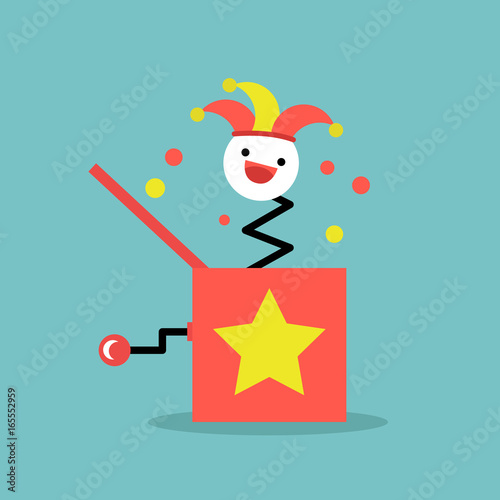 Jack in the box toy / flat editable vector illustration, clip art