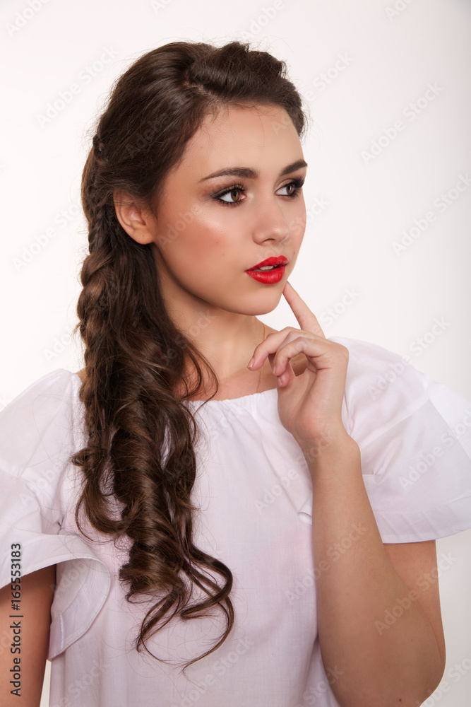 portrait of woman with hair style portrait of woman with hair style