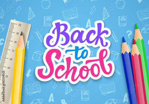 Obraz na plátně Back to school banner template with hand drawn ink modern calligraphy