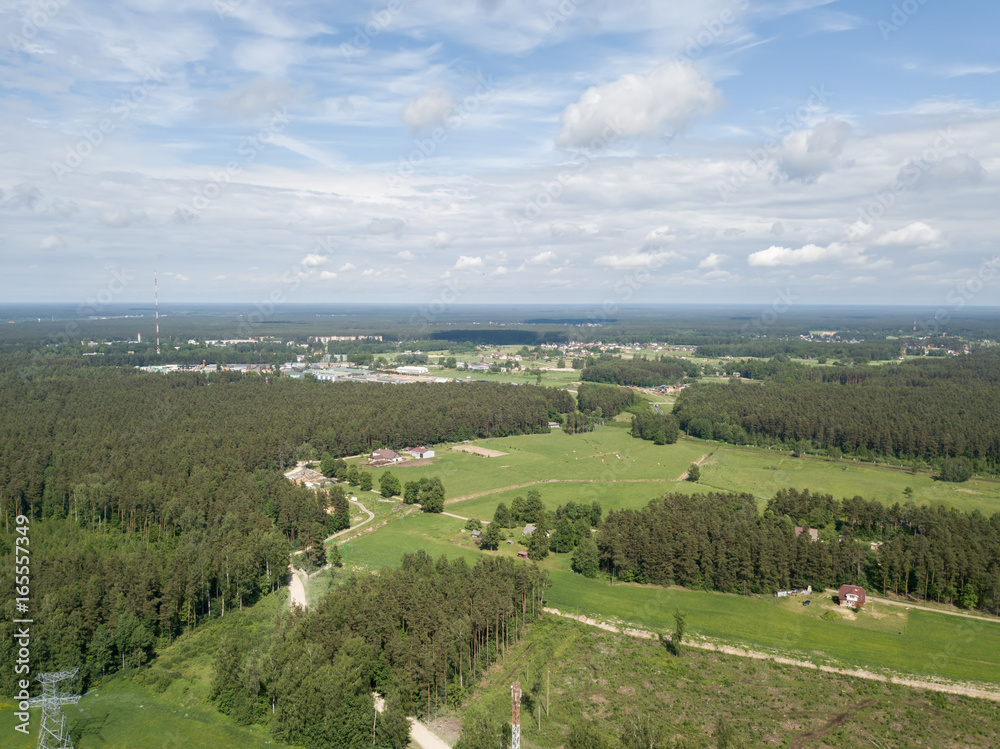 Aerial view of countryside, drone top view