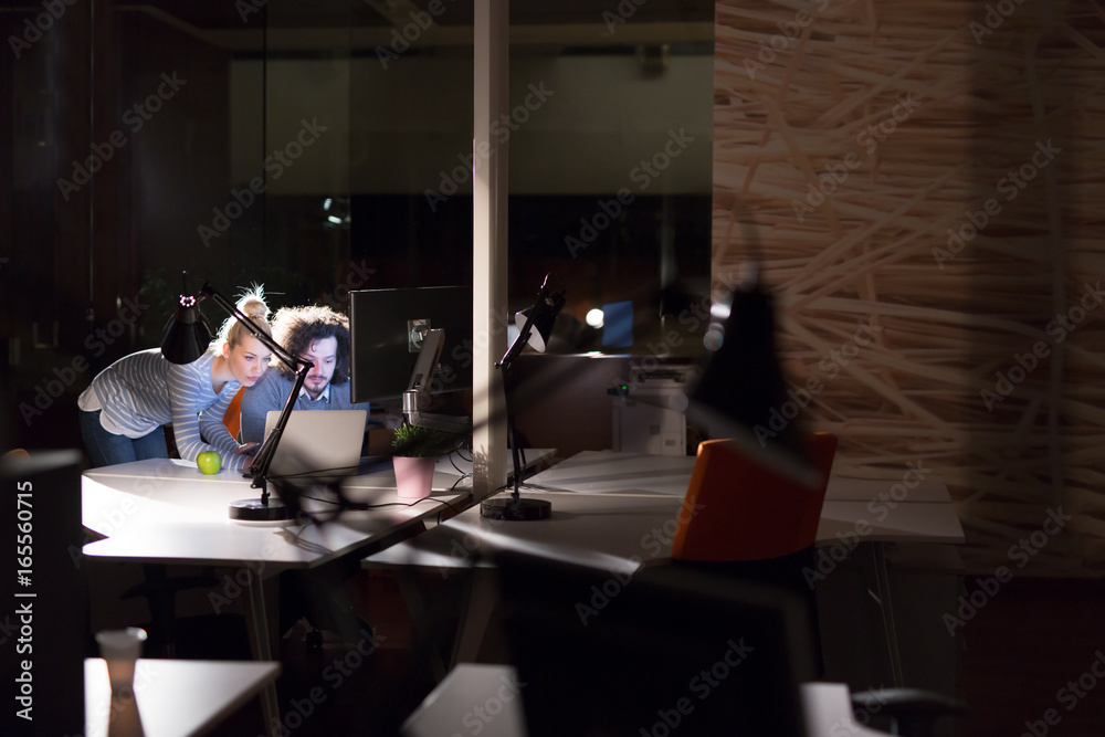 young designers in the night office