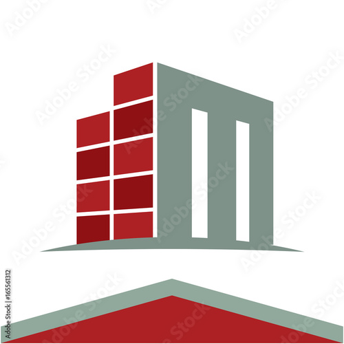 Icons for construction business logo with the initials letter M