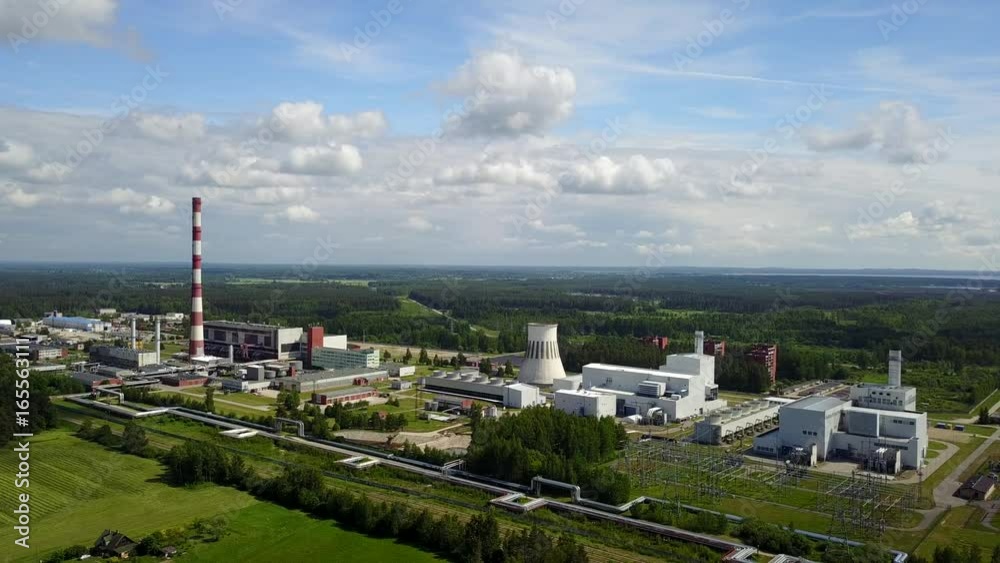 Aerial view of Riga TEC -2 Electricity power station drone top view 4K UHD video Aerial view of Riga TEC -2 Electricity power station drone top view 4K UHD video