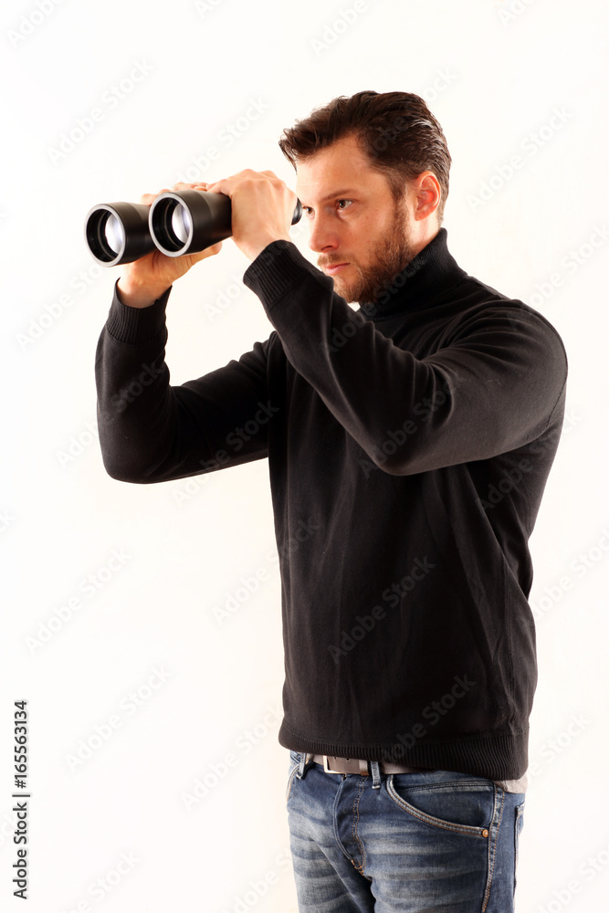 Fototapeta premium Mann mit Fernglas