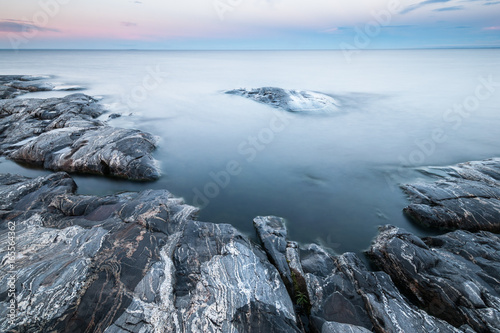 Wallpaper Mural Tranquil morning minimalist landscape of stony lake coast Torontodigital.ca