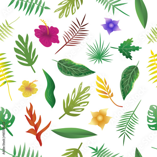 Floral and leaves of summer, Natural Seamless Pattern.