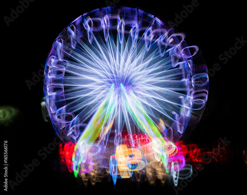 Blurred giant wheel, ferris at night