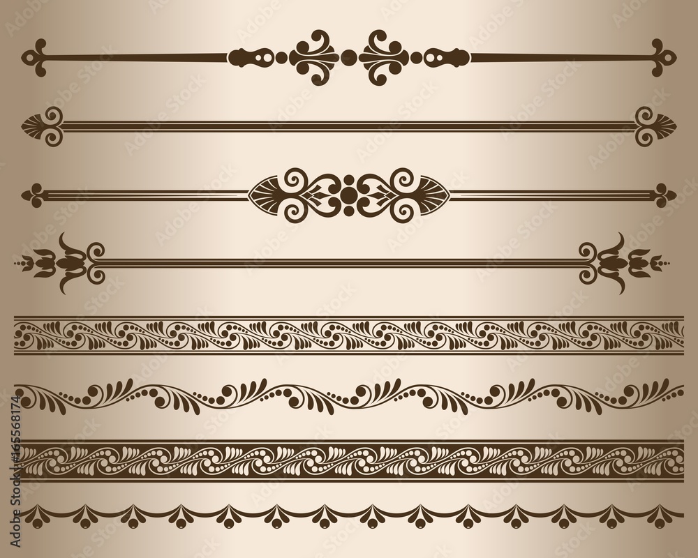 Decorative elements. Design elements - decorative line dividers and ornaments. Vector illustration.
