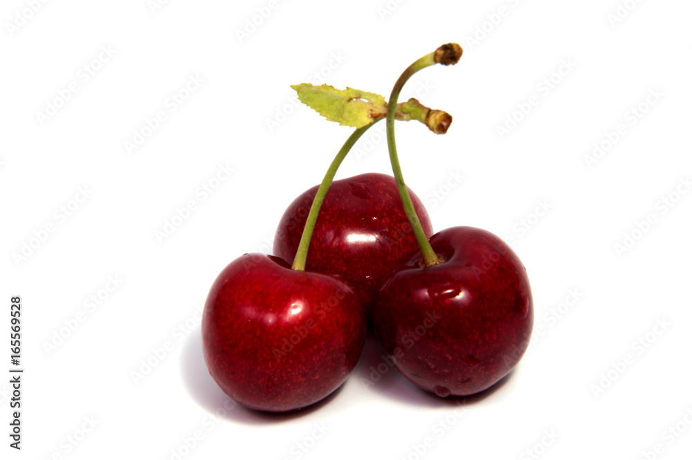 Cherry red fruit on white background isolated Cherry red fruit on white background isolated
