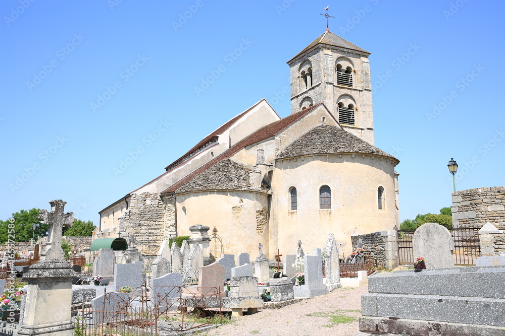 Medieval church in Mont Saint-Jean, Burgundy, France