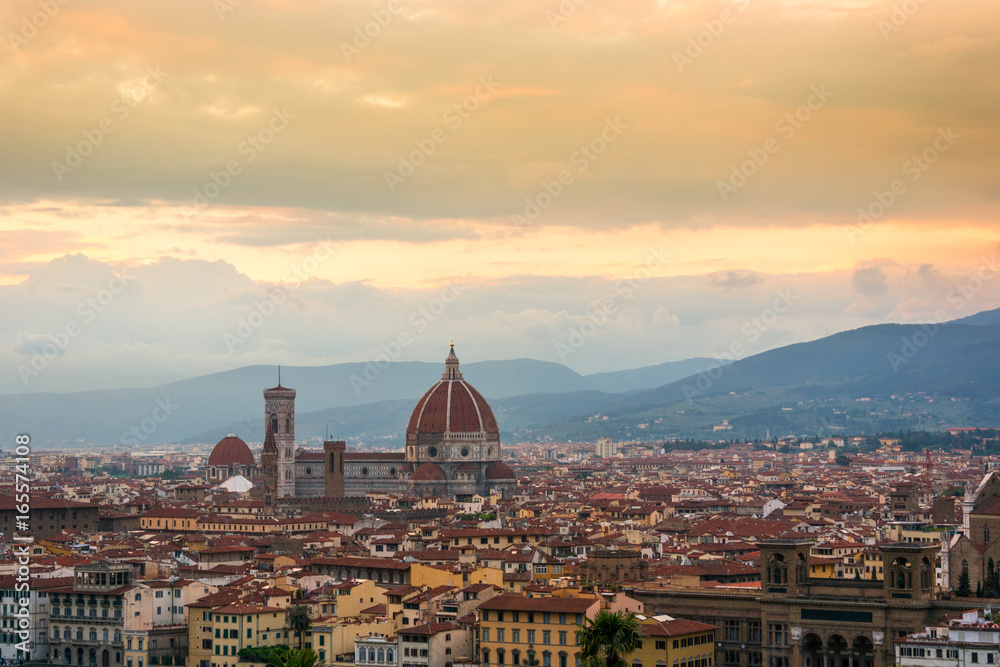 Golden sunset over  Florence, Italy