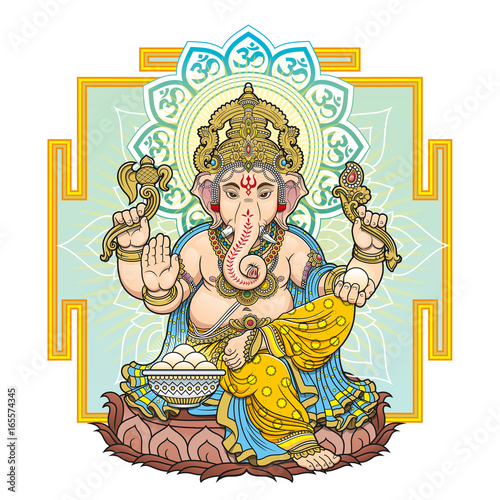 Ganesha on throne color