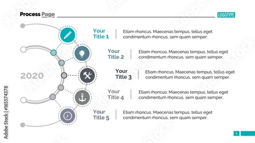 Five Points in Year Diagram Slide Template