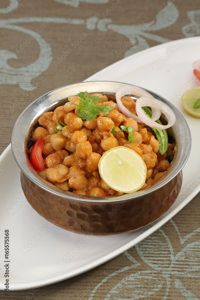 Chole with puri or Chana Masala with Puri Indian Food Chole with puri or Chana Masala with Puri Indian Food