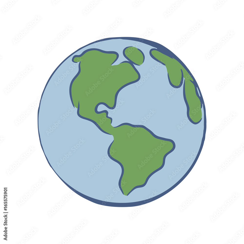 Planet Earth. Earth green continent america and blue ocean on a white background. Vector illustration.