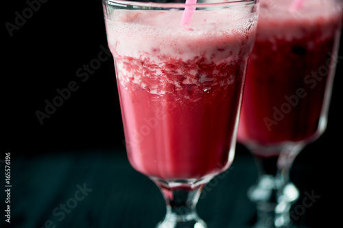 Wallpaper Mural Fresh cool smoothie in a glass with a stem. Delicious and healthy Breakfast. Of cherries and strawberries Torontodigital.ca