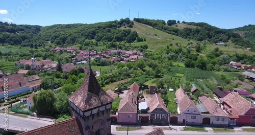 Valea Viilor Saxon Village video footage shot from above with a 4K camera photo
