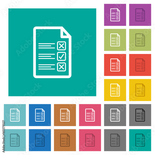 Questionnaire document square flat multi colored icons