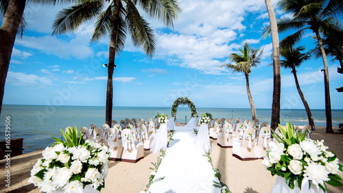 Wedding setting on a tropical beach