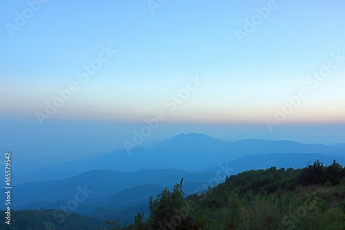 Beautiful layer of mountain landscape at Doi inthanon , Chiang Mai , Thailand