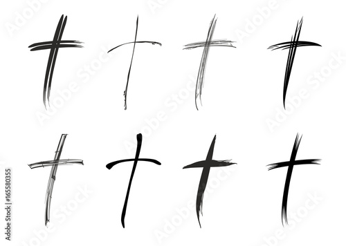 Unterschiedliche schwarze christliche Kreuze