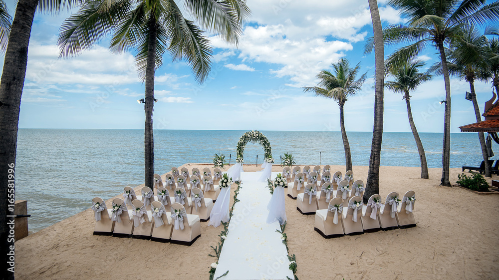 Wedding setting on a tropical beach