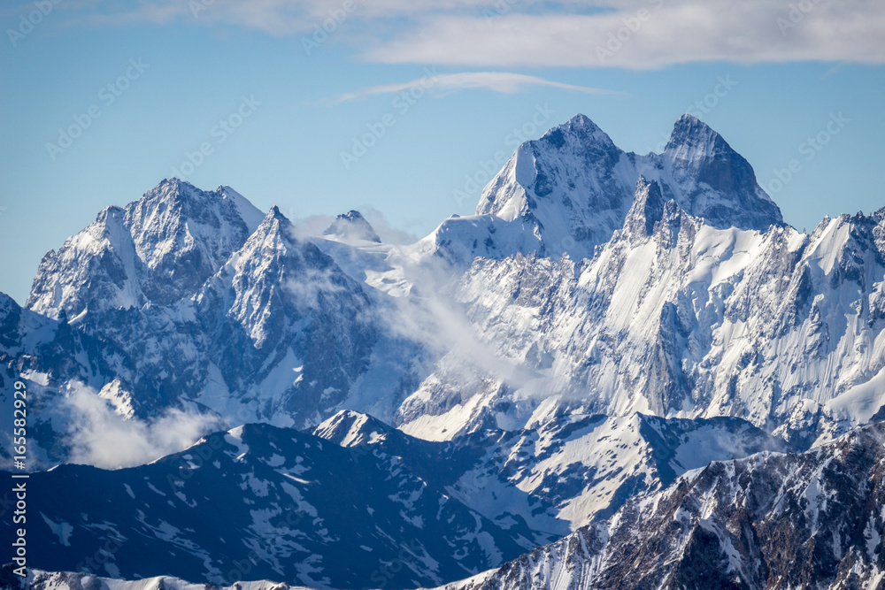 Obraz premium Ushba mountain in the morning. The Greater Caucasus Range. Georgia.