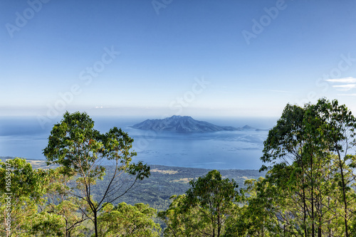 View of Pulau Besar island from Mount Egon, a stratovolcano on Flores in Indonesia.