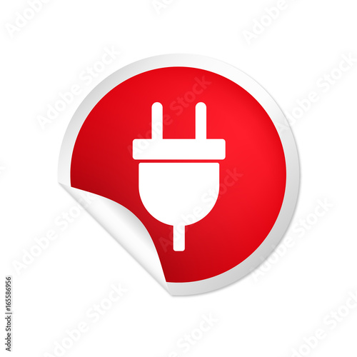 runder Sticker rot Stromstecker