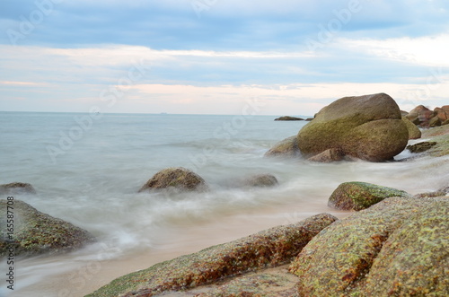 Image of a beach under long exposure