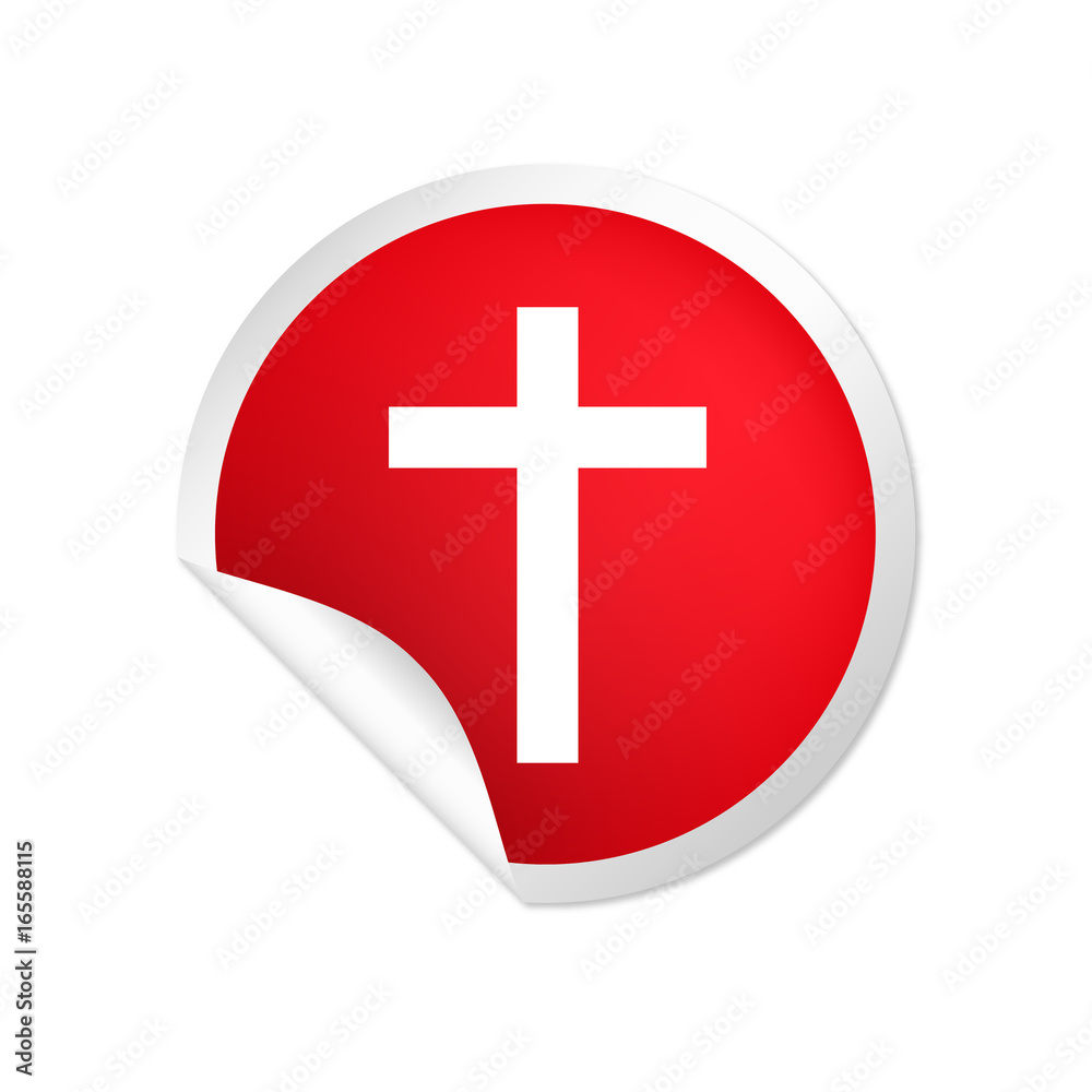 Fototapeta premium runder Sticker rot Kreuz