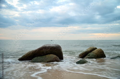 Image of a beach under long exposure