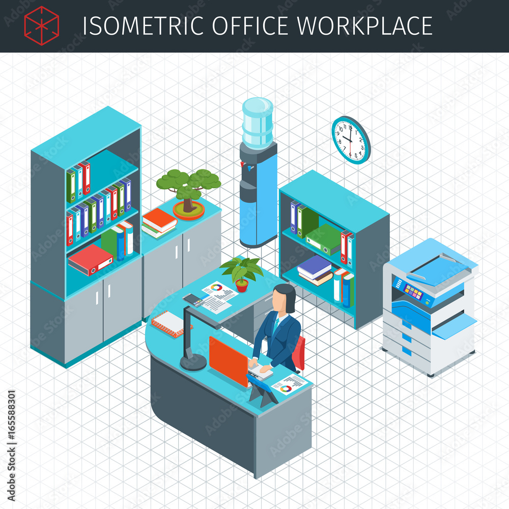 Fototapeta premium Isometric Modern Workplace