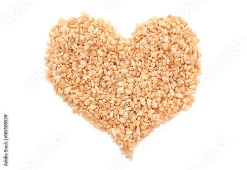 Crisped rice breakfast cereal heart