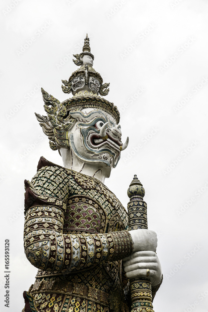 Beautiful white giant statue with white background.