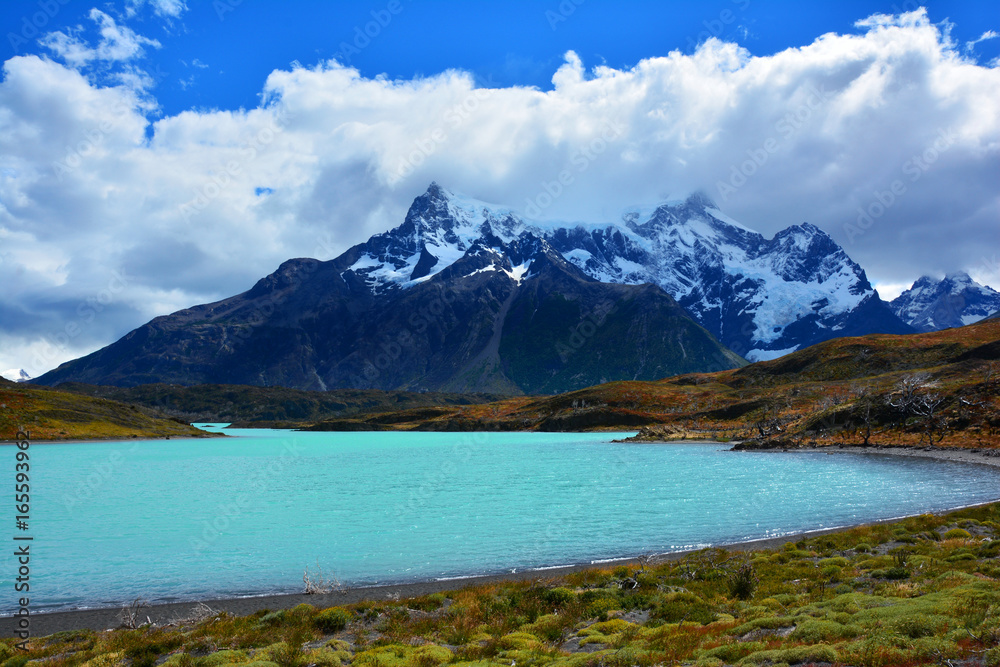 Landscape of Chile, emerald lake in the mountain