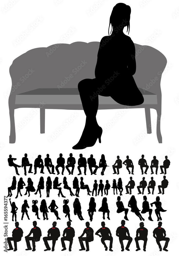 © zolotons - Vector, isolated, silhouette of people sitting collection