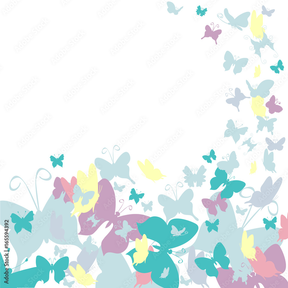 Vector, abstract background with butterfly silhouette