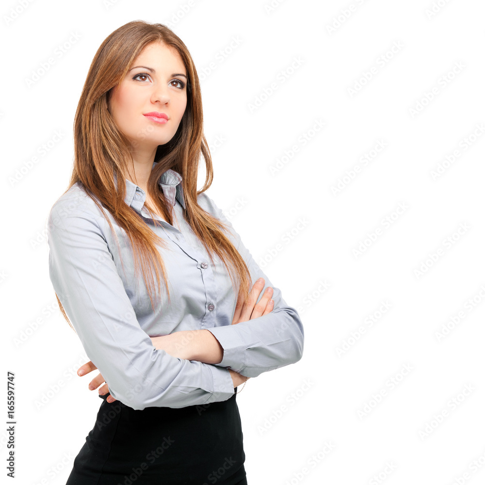 Confident female manager isolated on white Confident female manager isolated on white