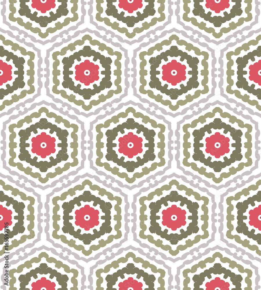Abstract geometric pattern, floral background.