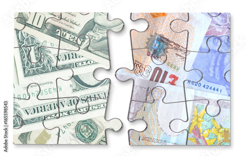 Dollar pound currency jigsaw