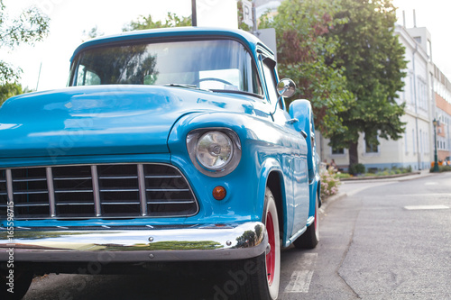 Vintage blue car in Gyula  Hungary